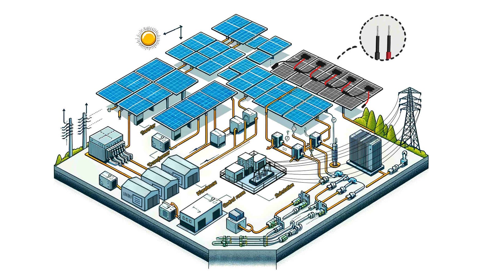 Câblage d'énergie solaire