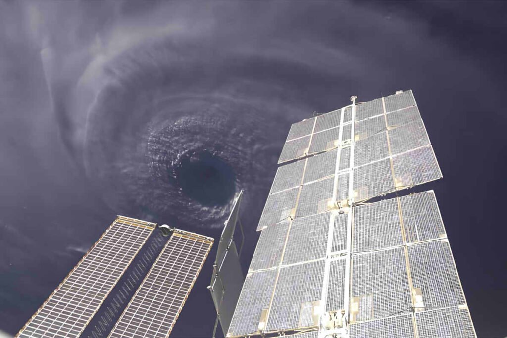 Eye of the hurricane and solar panels